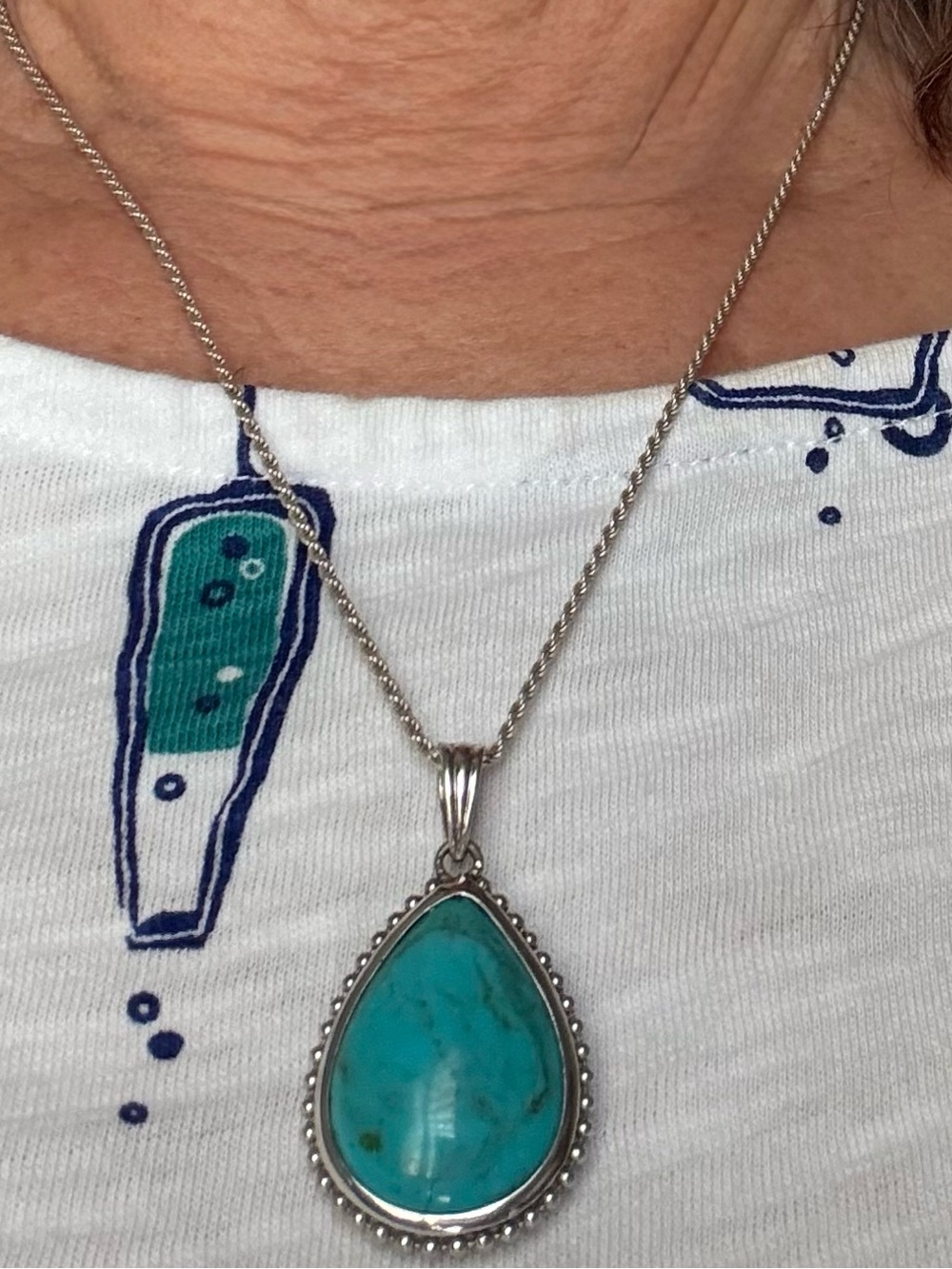 Turquoise & Labradorite Reversible Pendant w/chain - Picture 9 of 9
